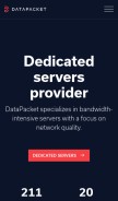 How datapacket.com looks like on a mobile device such as an iPhone.
