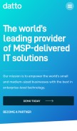How datto.com looks like on a mobile device such as an iPhone.