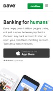 How dave.com looks like on a mobile device such as an iPhone.