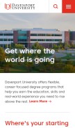 How davenport.edu looks like on a mobile device such as an iPhone.