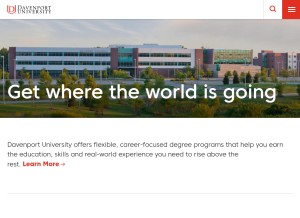 How davenport.edu looks like on a tablet such as an iPad.