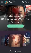 How daz3d.com looks like on a mobile device such as an iPhone.