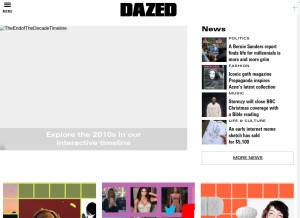 How dazeddigital.com looks like on a tablet such as an iPad.
