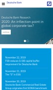 How db.com looks like on a mobile device such as an iPhone.
