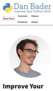 How dbader.org looks like on a mobile device such as an iPhone.