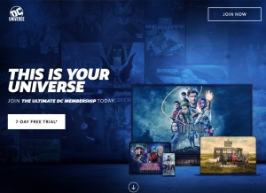 How dcuniverse.com looks like on a tablet such as an iPad.