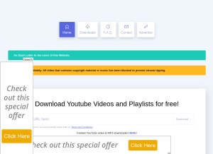 How ddownr.com looks like on a tablet such as an iPad.