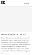 How deadorkicking.com looks like on a mobile device such as an iPhone.