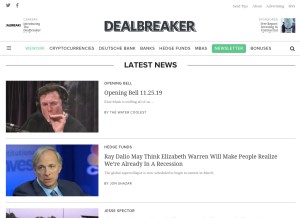 How dealbreaker.com looks like on a tablet such as an iPad.