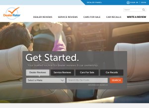 How dealerrater.com looks like on a tablet such as an iPad.
