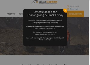 How dealerteamwork.com looks like on a tablet such as an iPad.