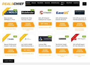 How dealschief.com looks like on a tablet such as an iPad.