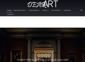 How dearart.net looks like on a tablet such as an iPad.
