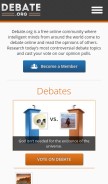 How debate.org looks like on a mobile device such as an iPhone.