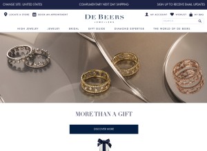 How debeers.com looks like on a tablet such as an iPad.