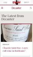 How decanter.com looks like on a mobile device such as an iPhone.
