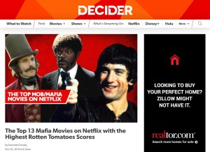How decider.com looks like on a tablet such as an iPad.