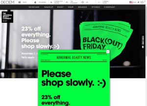 How deciem.com looks like on a tablet such as an iPad.