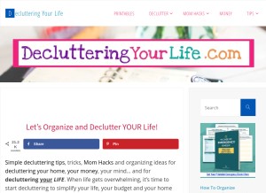 How declutteringyourlife.com looks like on a tablet such as an iPad.