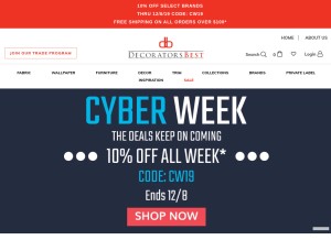 How decoratorsbest.com looks like on a tablet such as an iPad.