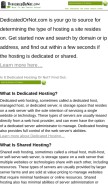 How dedicatedornot.com looks like on a mobile device such as an iPhone.