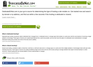 How dedicatedornot.com looks like on a tablet such as an iPad.