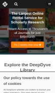 How deepdyve.com looks like on a mobile device such as an iPhone.