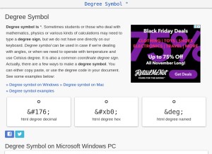 How degreesymbol.net looks like on a tablet such as an iPad.