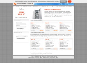How deinprovider.de looks like on a tablet such as an iPad.