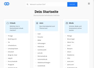 How deinstartseite.de looks like on a tablet such as an iPad.