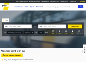 How delijn.be looks like on a tablet such as an iPad.