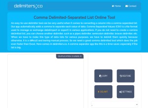 How delimiters.co looks like on a tablet such as an iPad.