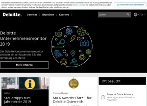 How deloitte.at looks like on a tablet such as an iPad.