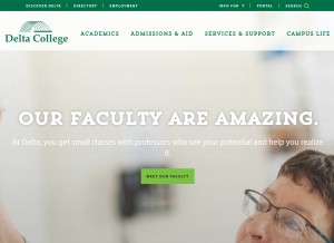How delta.edu looks like on a tablet such as an iPad.