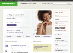 How deltadentalins.com looks like on a tablet such as an iPad.
