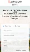 How deltaskyair.com looks like on a mobile device such as an iPhone.