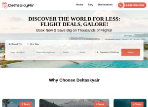 How deltaskyair.com looks like on a tablet such as an iPad.