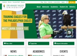 How delval.edu looks like on a tablet such as an iPad.