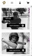 How demarini.com looks like on a mobile device such as an iPhone.