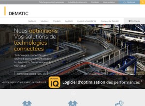 How dematic.com looks like on a tablet such as an iPad.