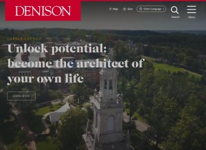 How denison.edu looks like on a tablet such as an iPad.