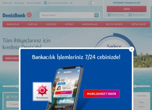 How denizbank.com looks like on a tablet such as an iPad.