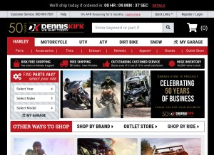 How denniskirk.com looks like on a tablet such as an iPad.