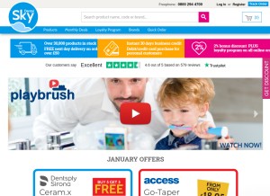 How dentalsky.com looks like on a tablet such as an iPad.
