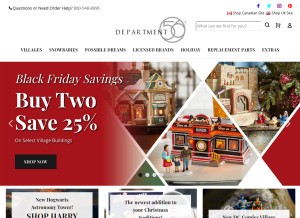 How department56.com looks like on a tablet such as an iPad.
