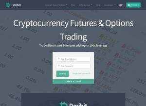 How deribit.com looks like on a tablet such as an iPad.
