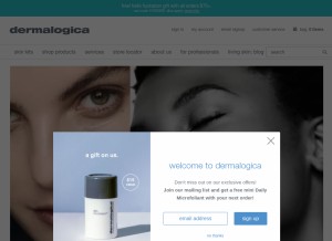 How dermalogica.com looks like on a tablet such as an iPad.