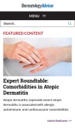 How dermatologyadvisor.com looks like on a mobile device such as an iPhone.