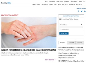 How dermatologyadvisor.com looks like on a tablet such as an iPad.
