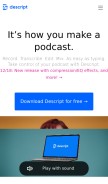 How descript.com looks like on a mobile device such as an iPhone.